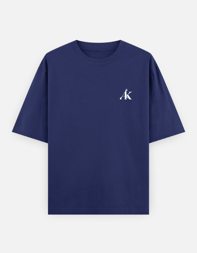 AK Luxury Navy Blue Oversized T-Shirt front view