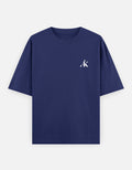 AK Luxury Navy Blue Oversized T-Shirt front view