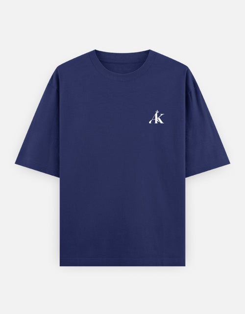 AK Luxury Navy Blue Oversized T-Shirt front view