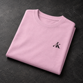 AK Luxury Pastel Pink Oversized T-Shirt fabric and logo detail