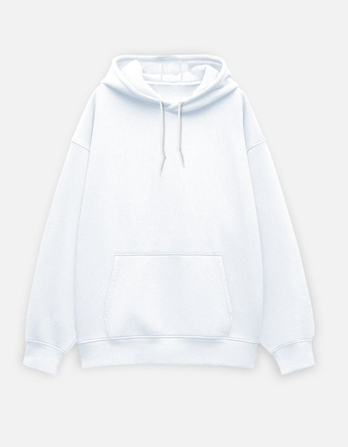 AK Luxury white oversized hoodie front view